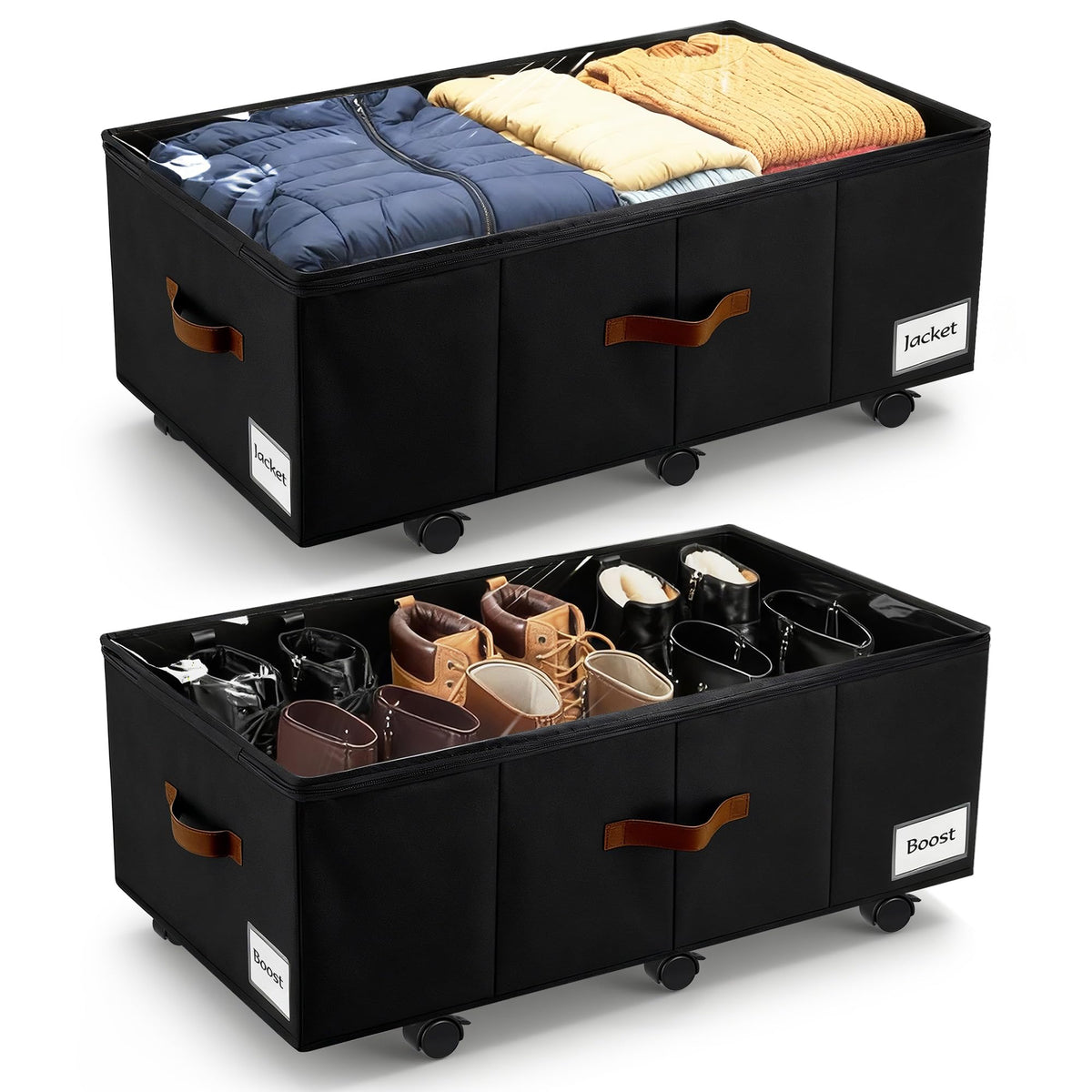 Under Bed Storage with Wheels, Dorm Room Organizer for Clothes Shoes Toys