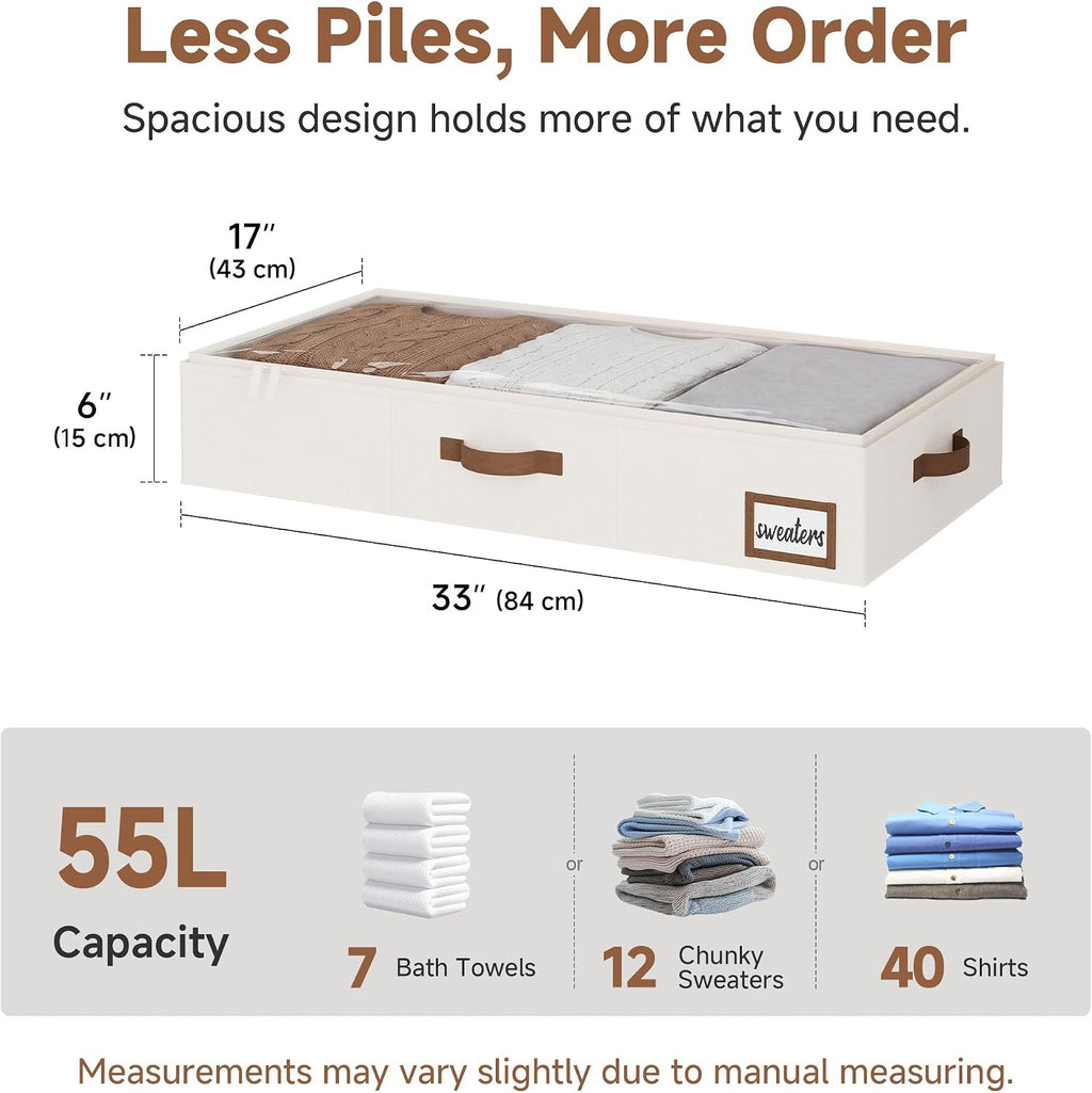 StorageWorks 6 Inch Low Profile Under Bed Storage Containers with Clear Lid