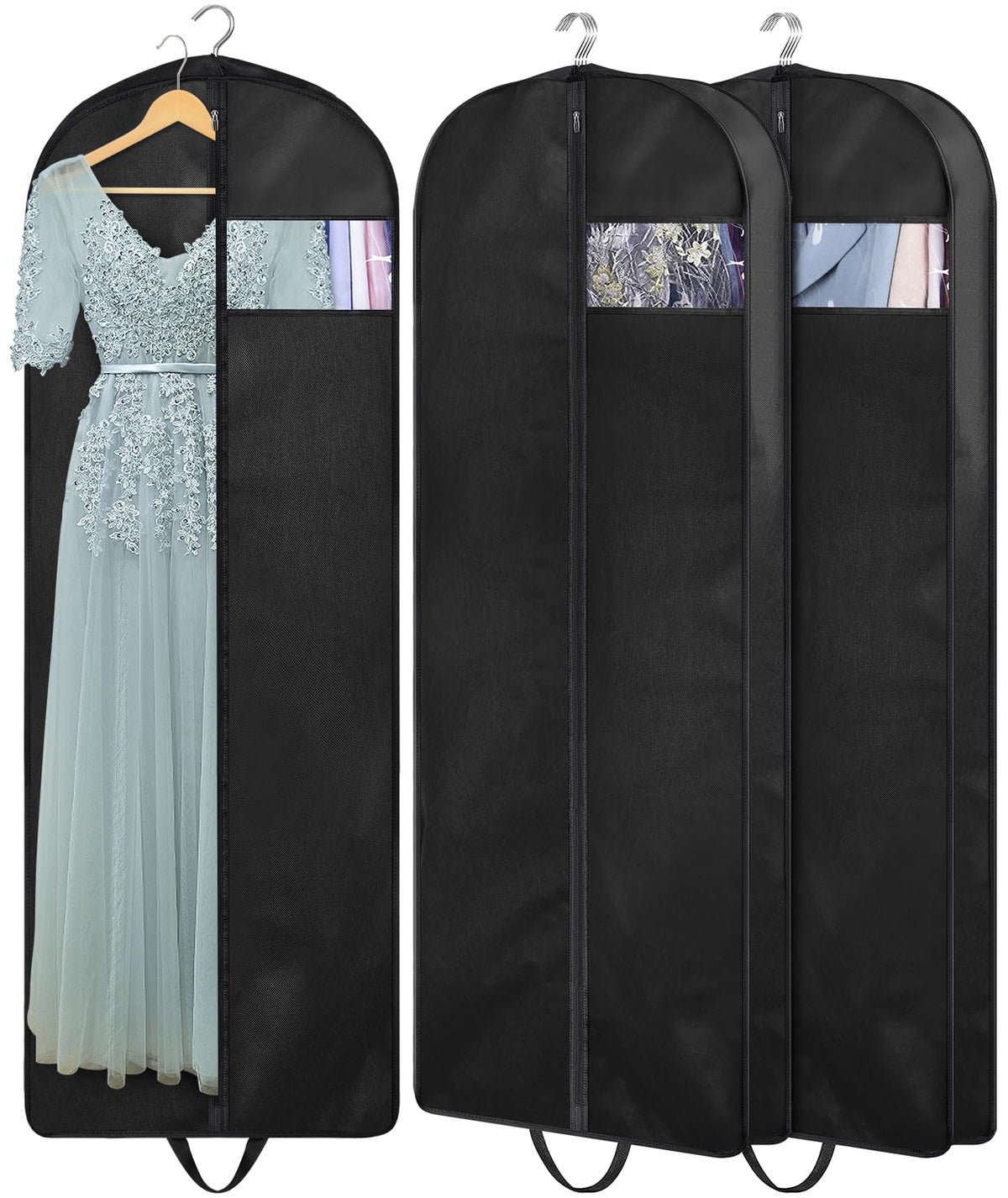 KIMBORA 43" Suit Bags for Closet Storage and Travel, Gusseted Hanging Garment Bags for Men Suit Cover With Handles for Clothes, Coats, Jackets, Shirts（3 Packs）