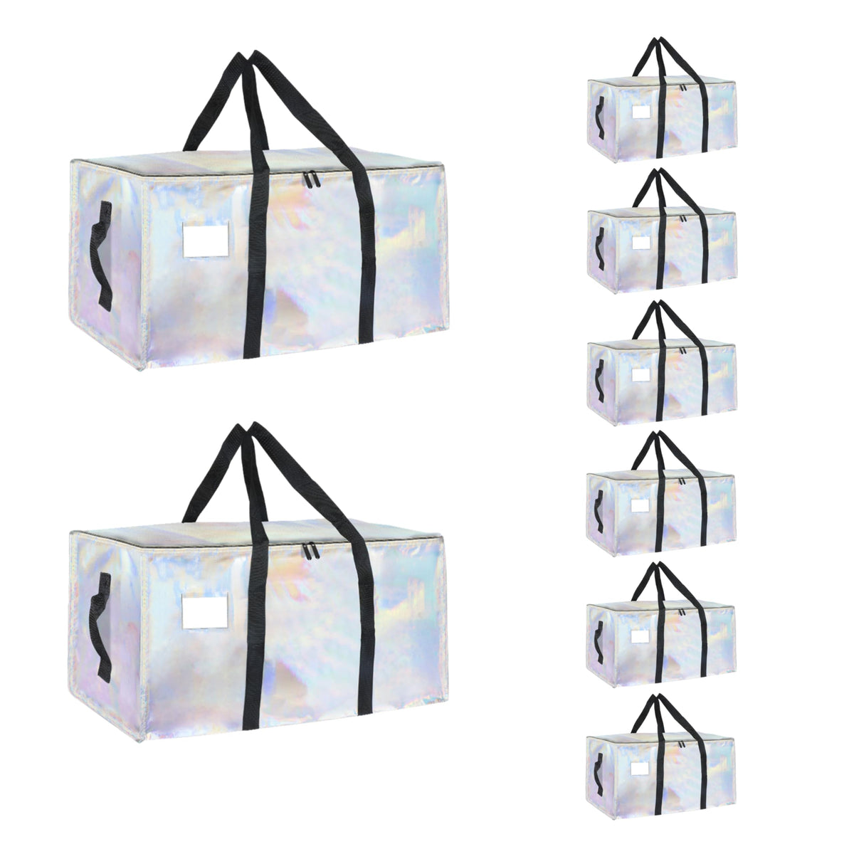 Moving Bags Extra Large 8 Pack - Heavy Duty Storage Totes with Wrap-Around Handles & Reinforced Zippers - Foldable Moving Box Alternative, Water-Resistant for Dorm, Closet & Under Bed Storage (Clear)