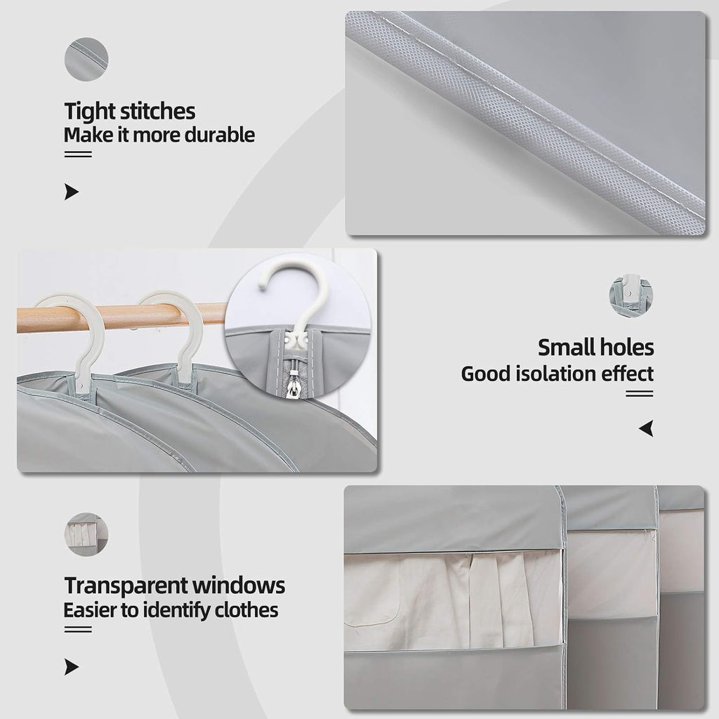 Dress Bags for Gowns Long, 65'' Long Dress Clear Garment Bag(Set of 2, 23.3'' X 65'')