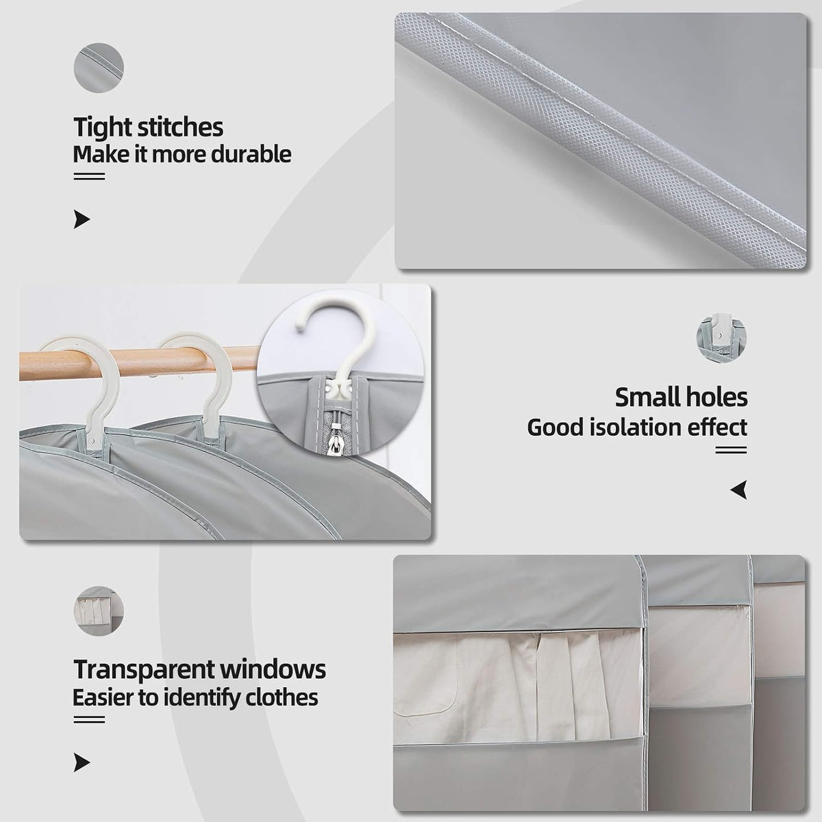 Dress Bags for Gowns Long, 65'' Long Dress Clear Garment Bag(Set of 2, 23.3'' X 65'')