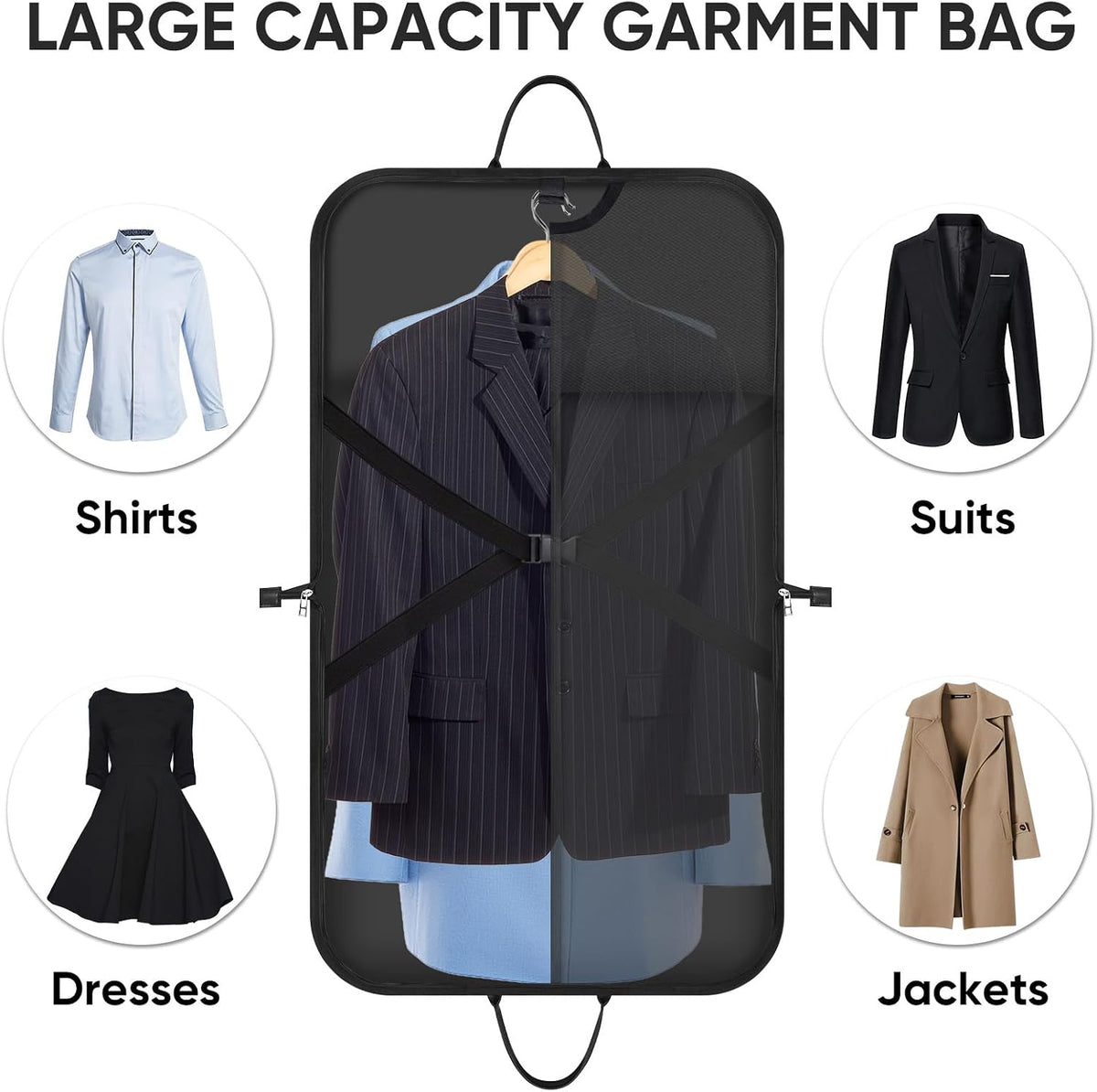 BALEINE Garment Bags for Travel, Water Resistant Carry on Suit Bag