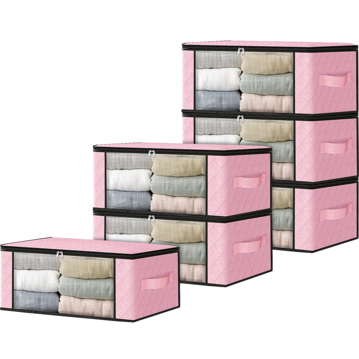 HomeHacks 3-Pack Clothes Organizer Storage Bags, 35L Storage Bins, Gray