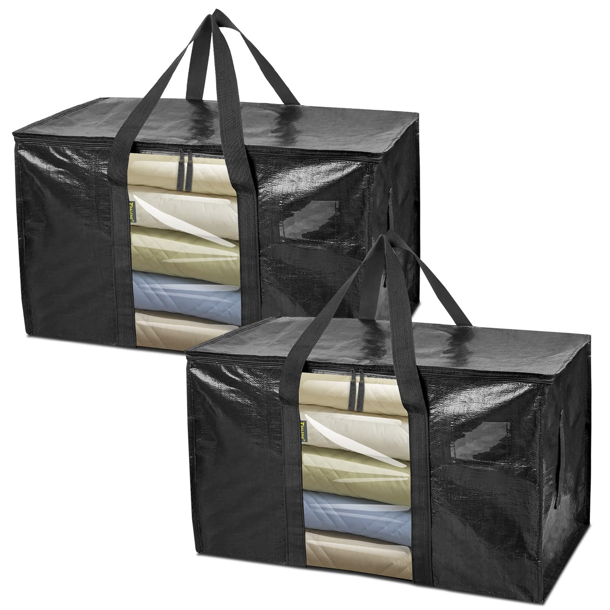 BALEINE 6-Pack Oversized Moving Bags with Reinforced Handles, Heavy-Duty Storage Tote for Clothes, Moving Supplies (Clear, 6-Pack)
