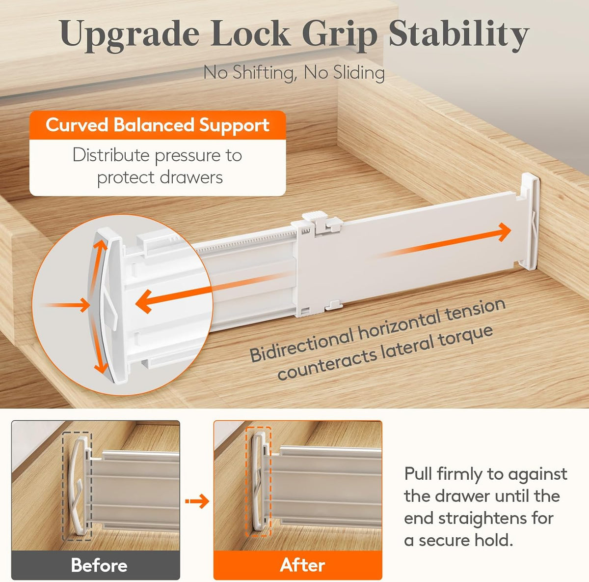 Lifewit 3.2" High Drawer Dividers for Clothes, Adjustable Drawer Organizers