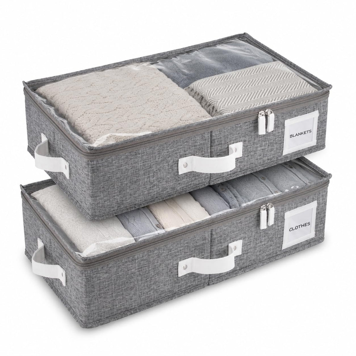 HOMELUX THEORY Under Bed Storage, Low Profile 2pc with Lid, Ivory