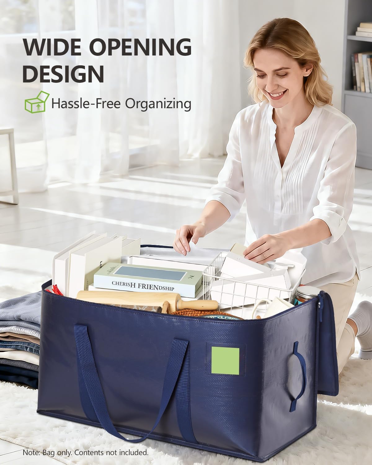Heavy Duty Moving Bags with Wide‑opening, 8 Pack, 24 Gal, Blue