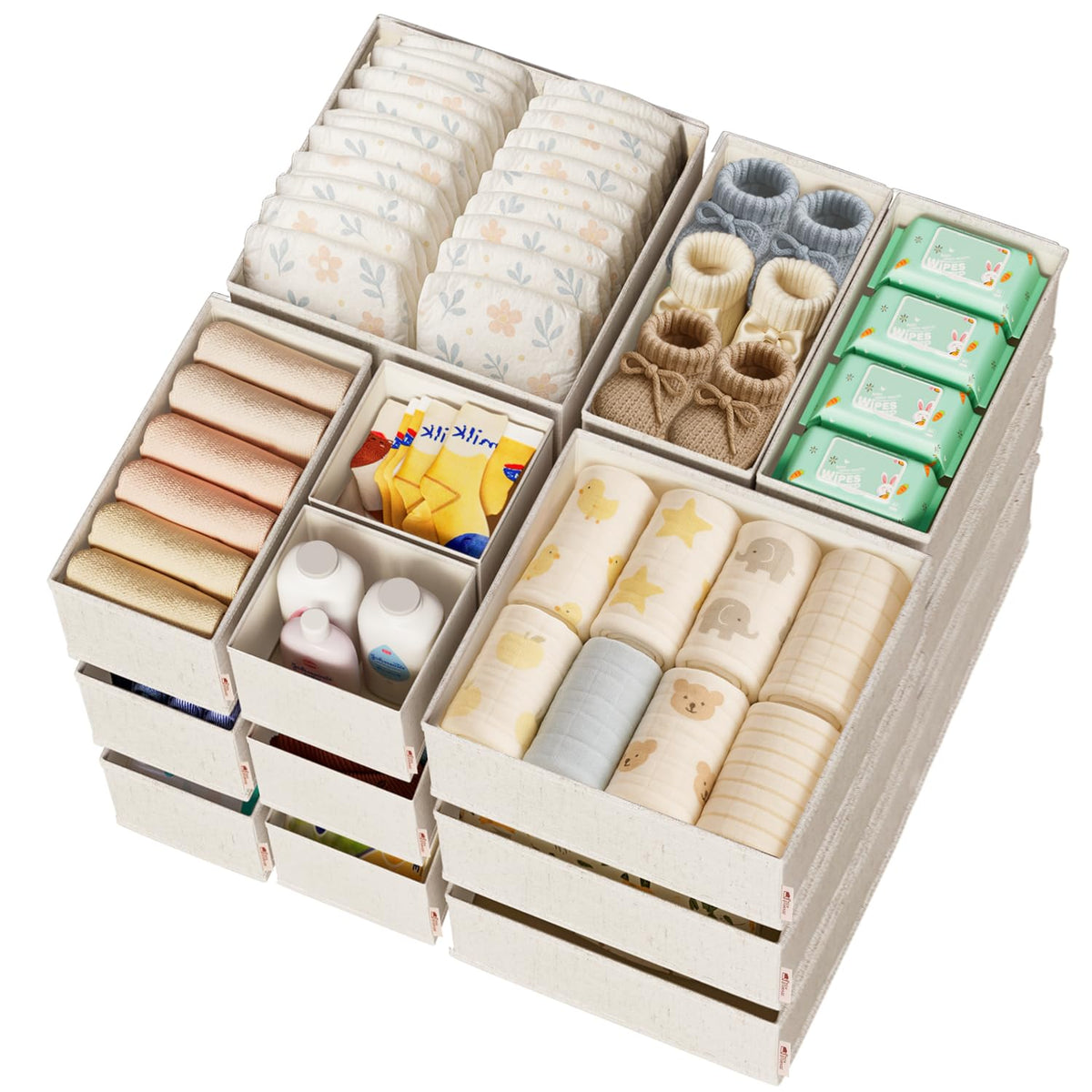 ZenStortage 12Pack Drawer Organizers Clothes, Linen Nursery Drawer Divider