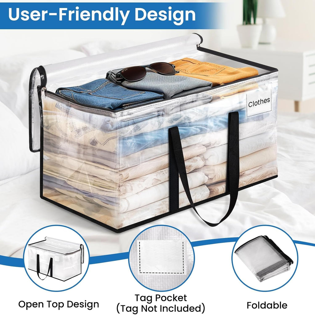 RoomHacks Moving Bags, Heavy Duty Large Storage Bags, 88L, 6 Pack, Clear
