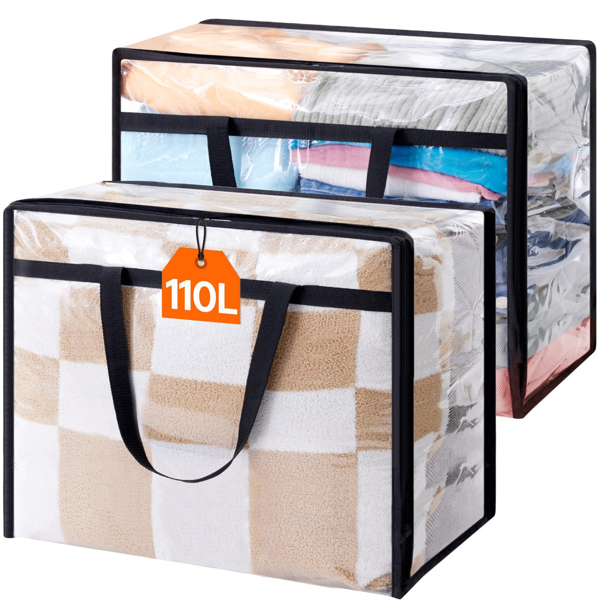 Lifewit 45L Clear Clothes Storage Bags,Plastic Foldable Blanket Storage Bag