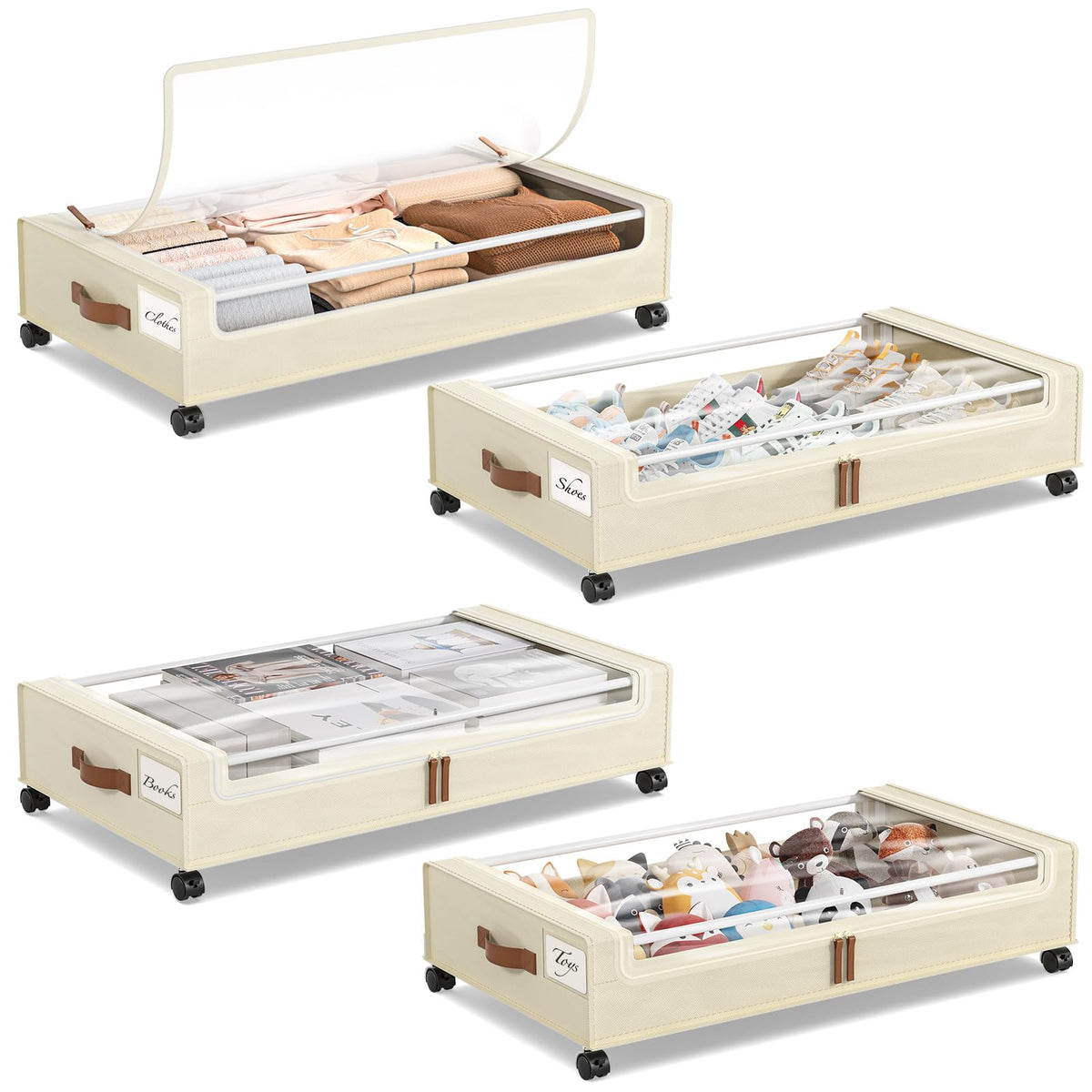 Yecaye Under Bed Storage with Wheels, 2Pack Under Bed Storage Containers, Underbed Shoe Storage Organizer, Rolling Under Bed Metal Drawers for Clothes, Blankets(30.71 x 16.93 x 6.69 in)