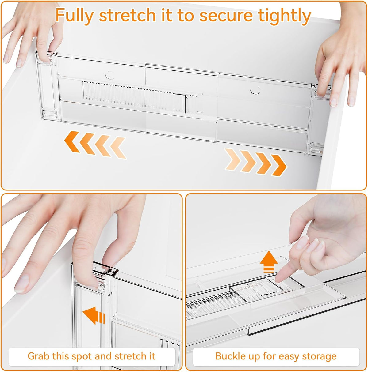 Yieach 12 Pack Clear Acrylic Drawer Divider 6 Inch High,Expandable from 14-20'',Adjustable Dresser Drawer Dividers for Baby Clothing,Underwear and Sock,Separators,Deep Drawer Separators for Kitchen