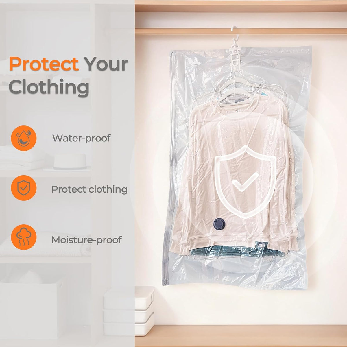 Vacbird Hanging Vacuum Storage Bags for Coats Bags Closet Storage 8 Combo