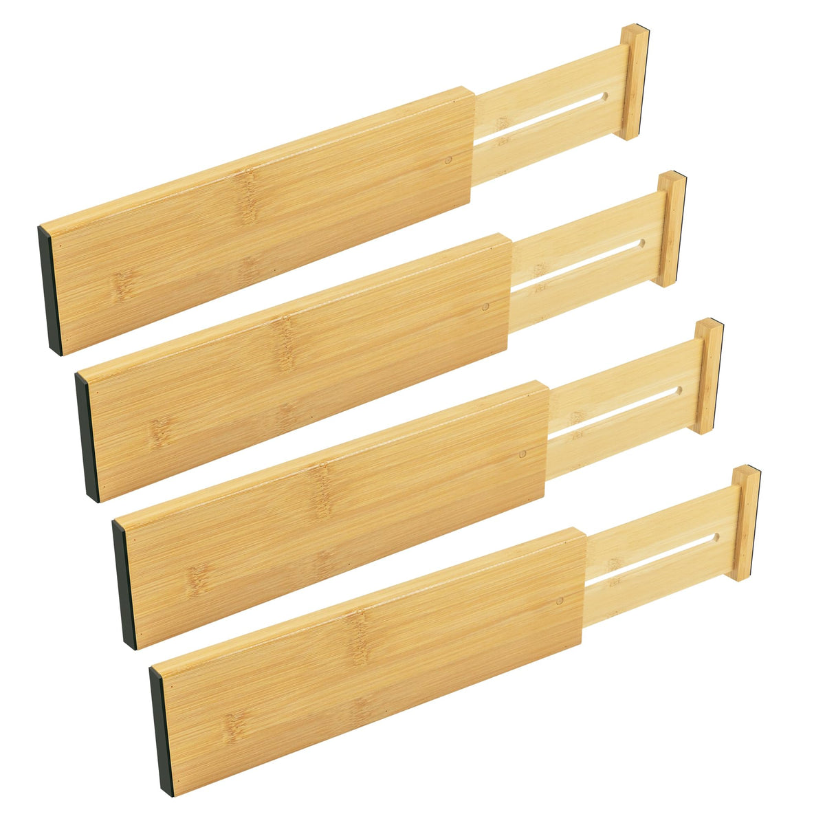 Utoplike Bamboo Kitchen Drawer Divider, Black Utensil Drawers Organizer