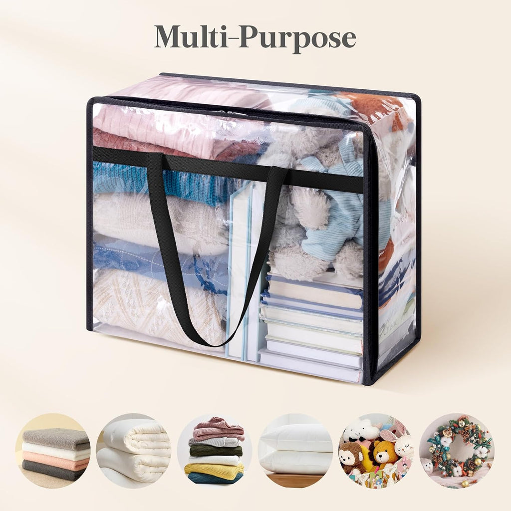 Lifewit 45L Clear Clothes Storage Bags,Plastic Foldable Blanket Storage Bag