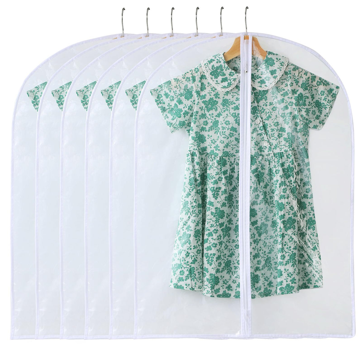 All Clear Garment Bags for Hanging Clothes, 40" Suit Bags for Closet Storage, Plastic Dustproof Suit Cover Bags, Clothes Protectors Bag with zipper for Coats, Jackets, Shirts（10 Packs）