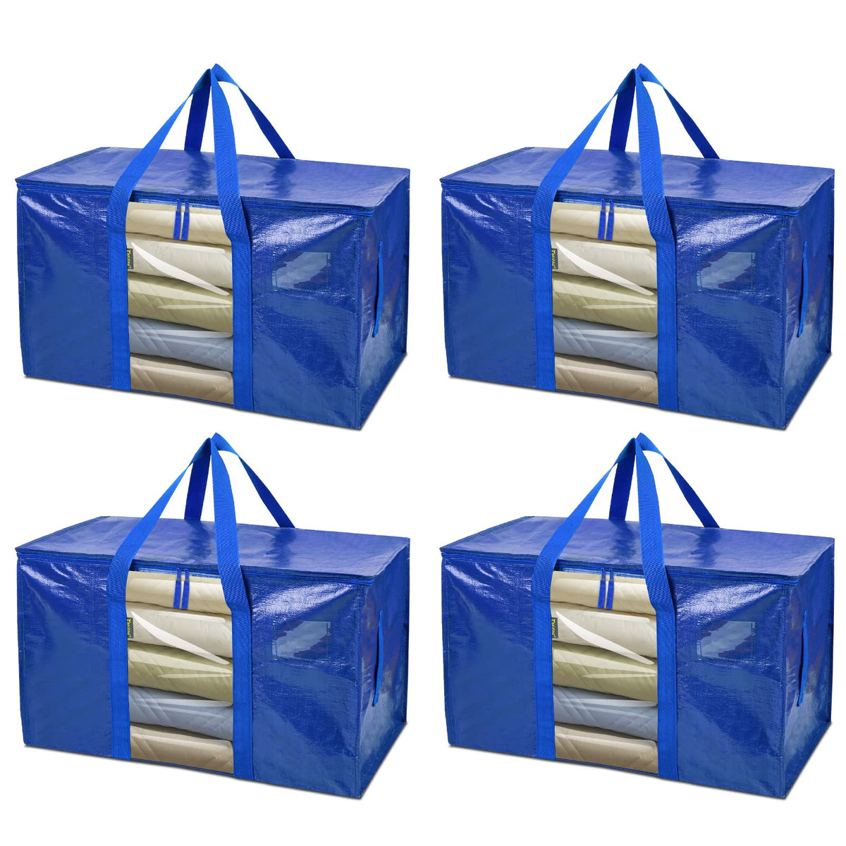 BALEINE 6-Pack Oversized Moving Bags with Reinforced Handles, Heavy-Duty Storage Tote for Clothes, Moving Supplies (Clear, 6-Pack)