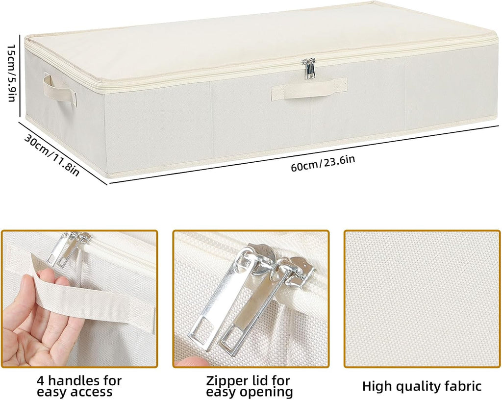 Underbed Storage Organizers,Beige,1 Pack,23.6x11.8x5.9 Inch