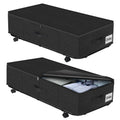 Under Bed Storage with Wheels, 2-Pack 10" Height XXL 75L Rolling Storage Bins, Quick Assembly Underbed Shoe Storage Containers with Clear Lid & Label, Dorm Under Bed Drawers for Clothes, Shoes, Black