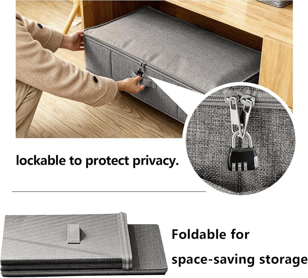 Large Lockable Toy Storage Box, Under Bed Discreet Toy Storage, Gray