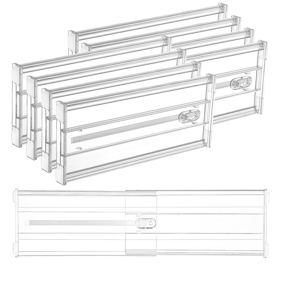 Vtopmart 4" Regular Upgrade Drawer Dividers for Clothes, 12.8"-22.3" 4 Pack