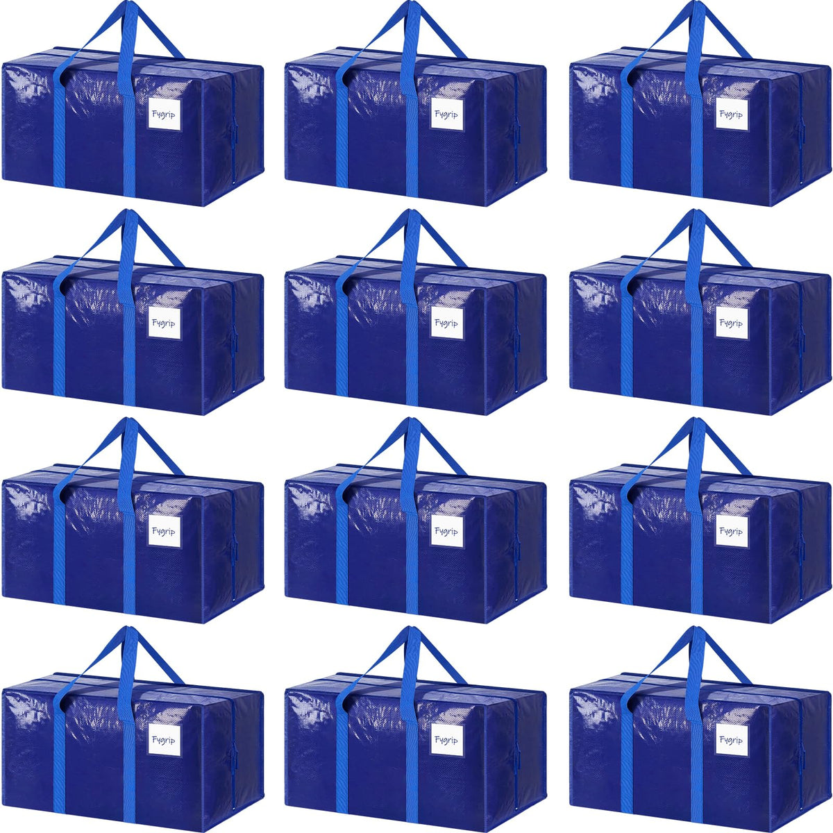 6 Pack Extra Heavy Duty Large Moving Bags with Strong Zipper, Black
