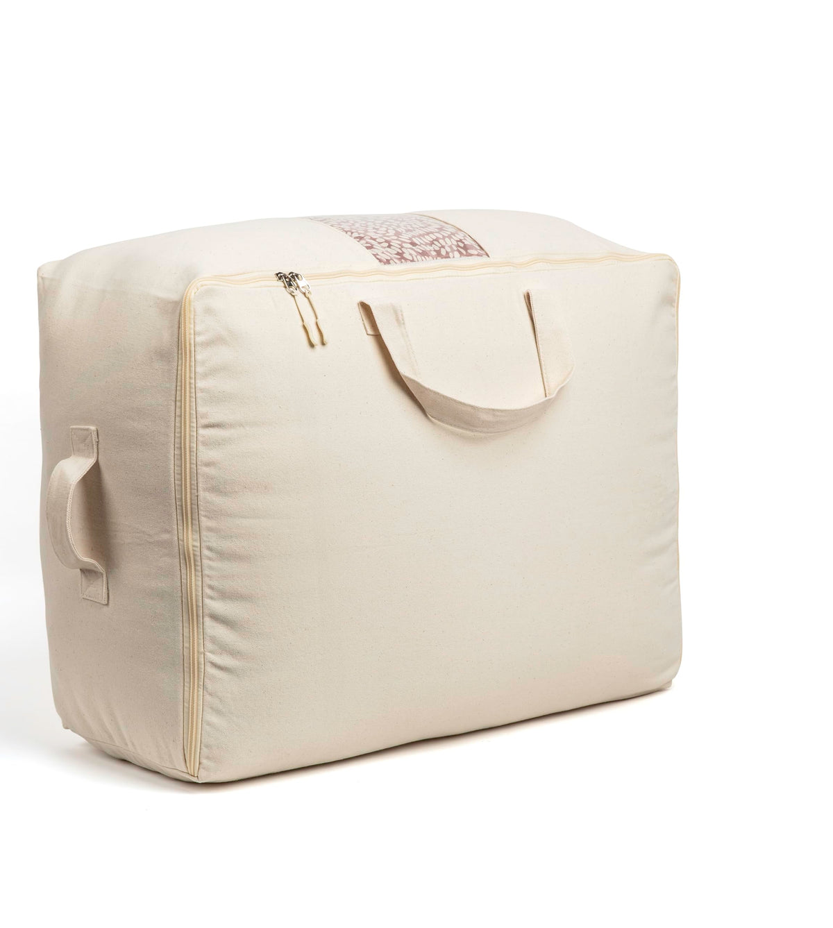 Soft Canvas Storage Bags with Zipper. Thick Breathable, 2pc King/Queen Comforter Organizer. Four Carrying Handles and Window. Large 25x19x9in Bag for Sheets Blankets Bedding Pillows, Clothes