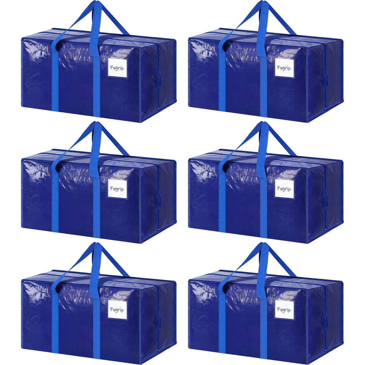 6 Pack Extra Heavy Duty Large Moving Bags with Strong Zipper, Black
