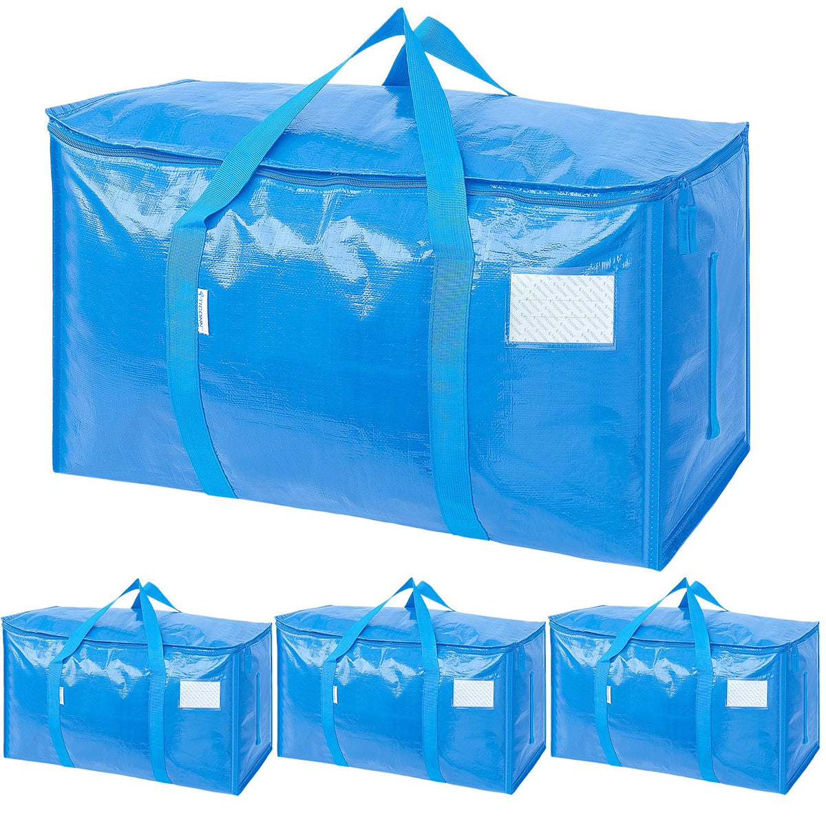 TICONN 6 Pack Extra Large Moving Bags Heavy Duty with Zippers & Carrying Handles, Durable Storage Bags Moving Boxes for Closet Organizers and Storage (6 Pack, Blue)
