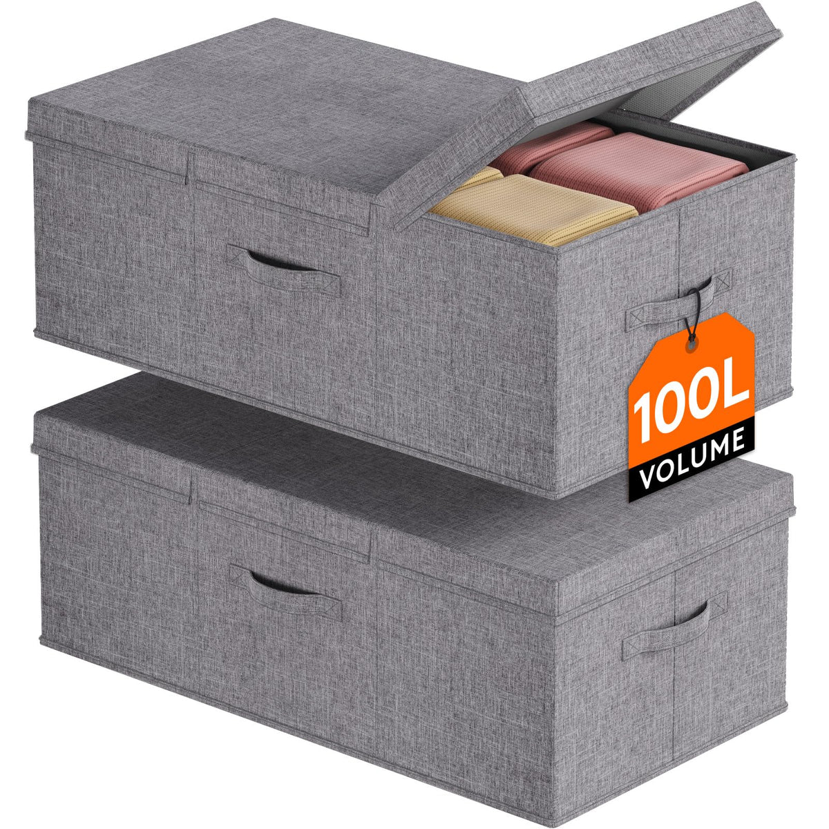 Lifewit 80L Under Bed Storage Containers, 9.8 Inch Tall Underbed Clothes Storage Organizer Bin with Sturdy Sidewalls, Bottom, 3 Lids, Deep Storage Drawer for Clothes, Shoes, Blankets, Pillows 2 Pack