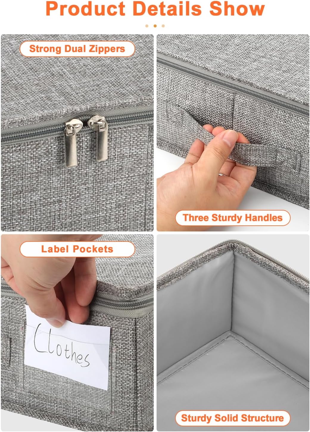 punemi 5 inch High Sturdy Low Profile Under Bed Storage, 2 Pack, Grey