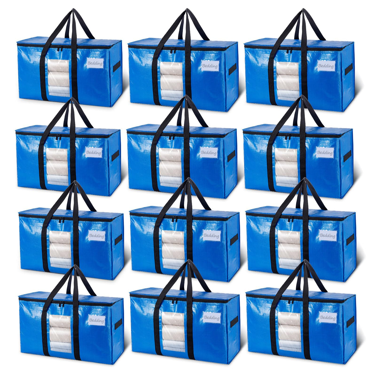 TAILI 4 Pack Blue Extra Large Moving Bags,Storage Bags with Visible Window