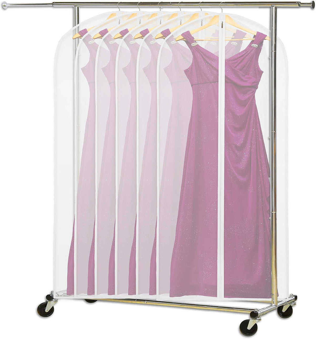 Simple Houseware 60-Inch Translucent Garment Bags with Zipper, 6 Pack