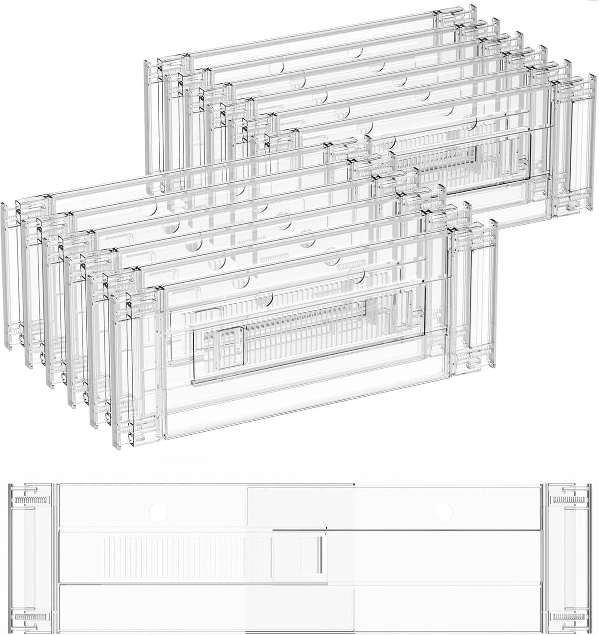 Yieach 12 Pack Clear Acrylic Drawer Divider 6 Inch High,Expandable from 14-20'',Adjustable Dresser Drawer Dividers for Baby Clothing,Underwear and Sock,Separators,Deep Drawer Separators for Kitchen