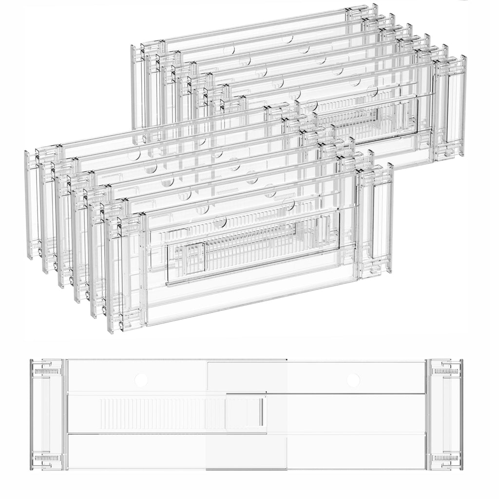 Yieach 12 Pack Clear Acrylic Drawer Divider 6 Inch High,Expandable from 14-20'',Adjustable Dresser Drawer Dividers for Baby Clothing,Underwear and Sock,Separators,Deep Drawer Separators for Kitchen
