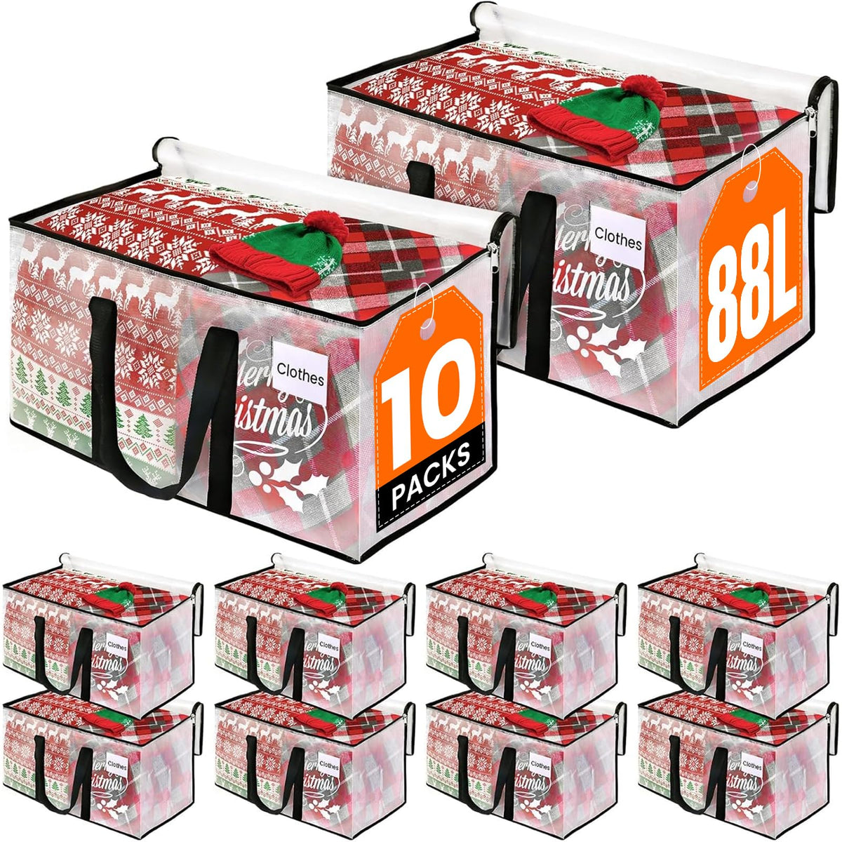 RoomHacks Moving Bags, Heavy Duty Large Storage Bags, 88L, 6 Pack, Clear