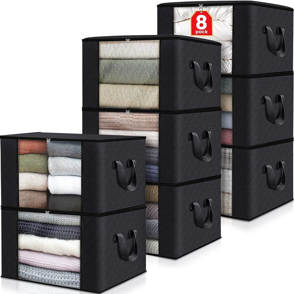 Fab totes 6 Pack Storage Bags for Clothes Blanket Storage Bins with Lids