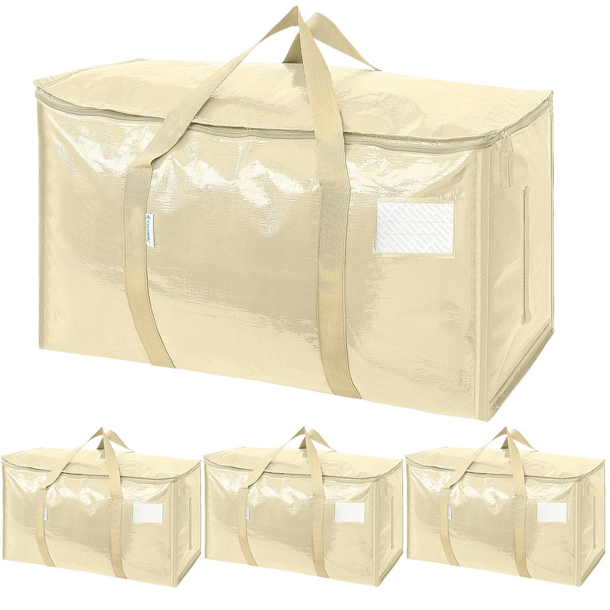 TICONN 6 Pack Extra Large Moving Bags Heavy Duty with Zippers & Carrying Handles, Durable Storage Bags Moving Boxes for Closet Organizers and Storage (6 Pack, Blue)