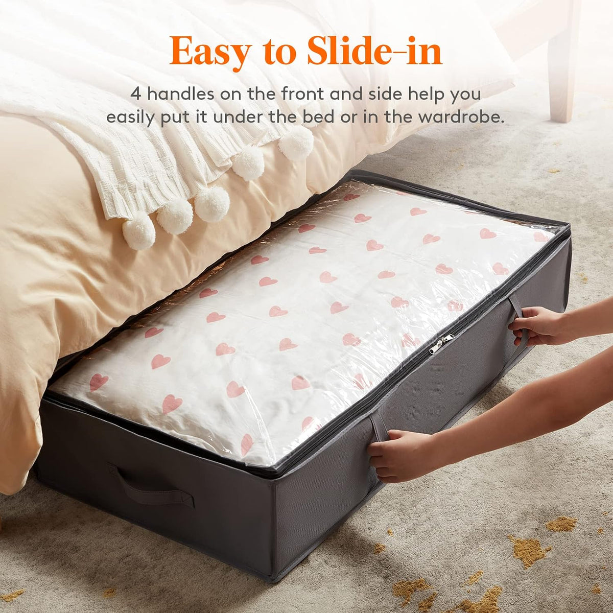 Lifewit 95L 4 Pack Under Bed Storage Container, Blanket Organizer, Gray
