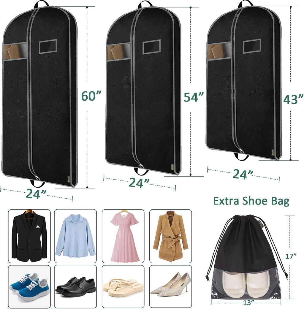 BALEINE 1PK Garment Bags for Hanging Clothes, 60" Suit Bag for Travel