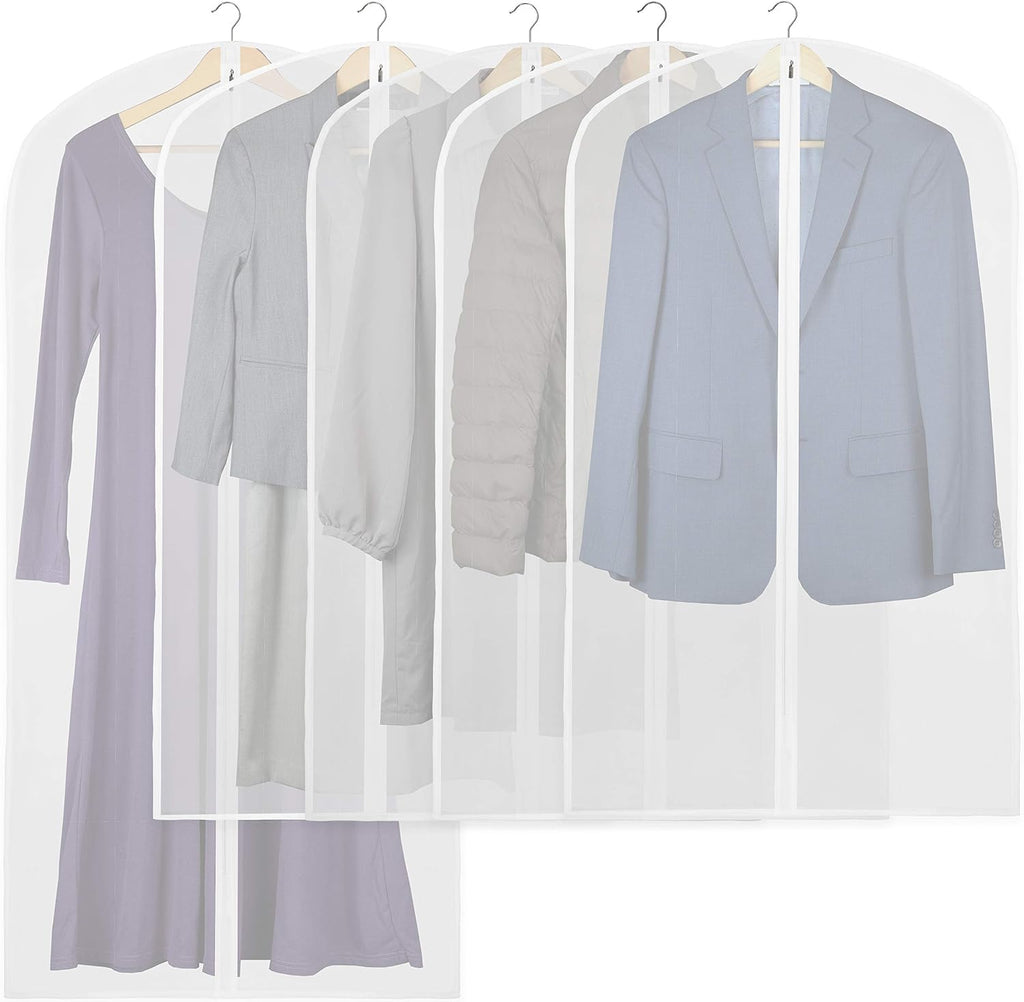 Simple Houseware 60-Inch Translucent Garment Bags with Zipper, 6 Pack