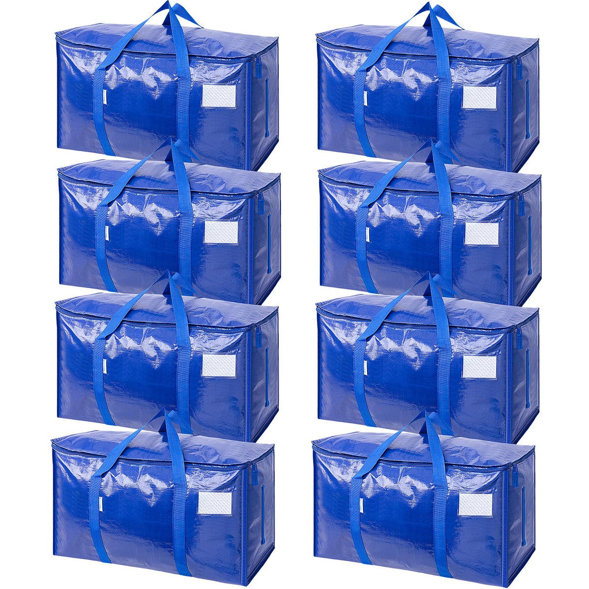 TICONN 6 Pack Extra Large Moving Bags Heavy Duty with Zippers & Carrying Handles, Durable Storage Bags Moving Boxes for Closet Organizers and Storage (6 Pack, Blue)
