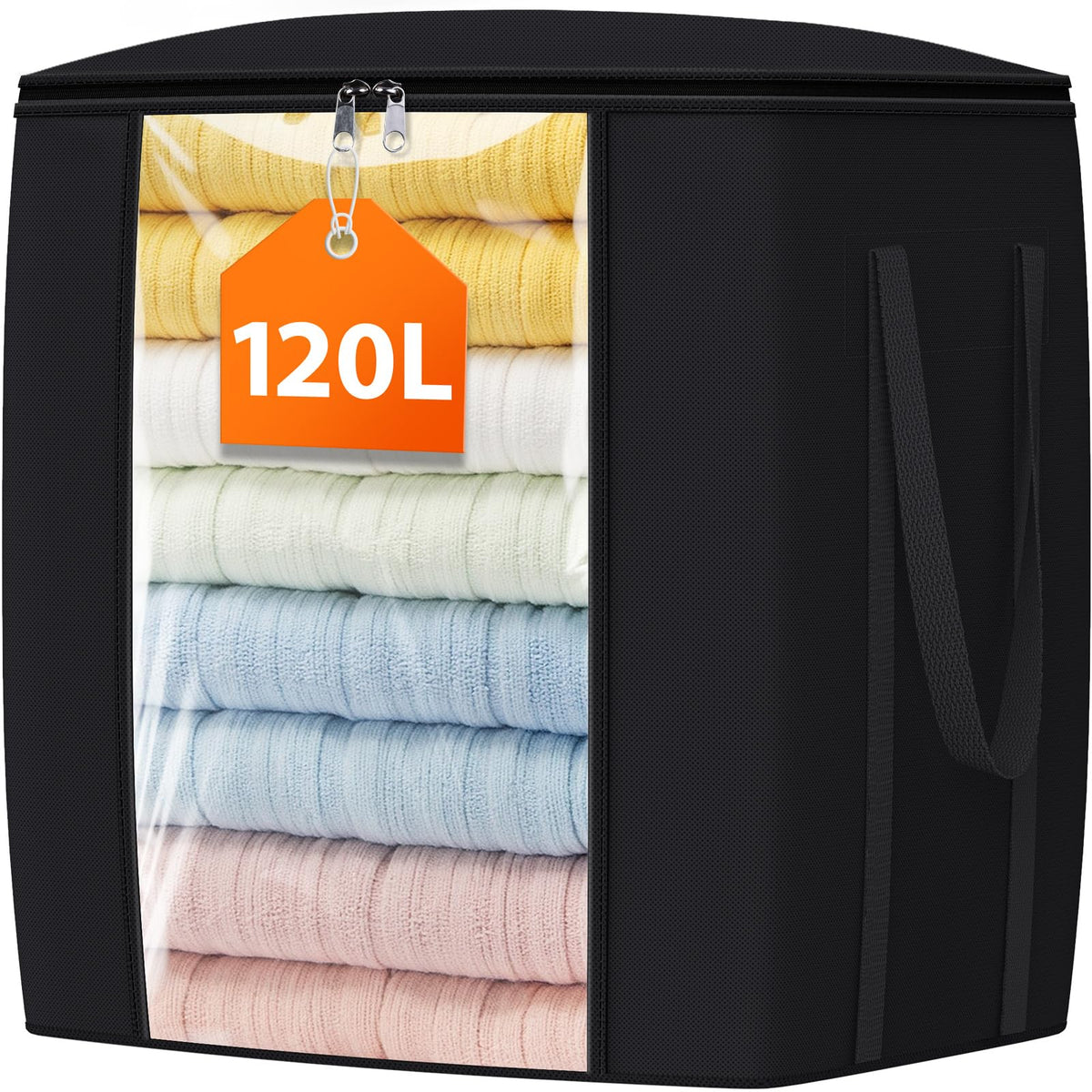 TasticTotes 120L Extra Large Blanket Clothes Storage Bags, Gray, 1 Pack