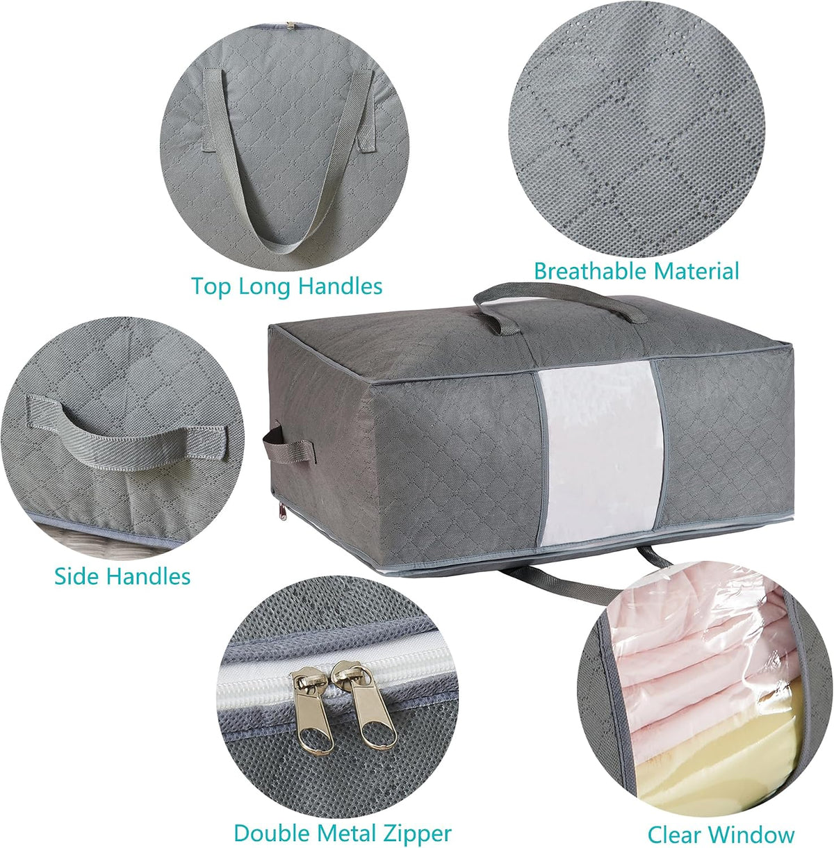 105L Extra Large Storage Bag for Blankets Comforters Bedding Clothes Pillow