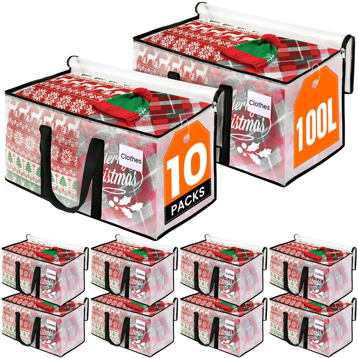 RoomHacks Moving Bags, Heavy Duty Large Storage Bags, 88L, 6 Pack, Clear