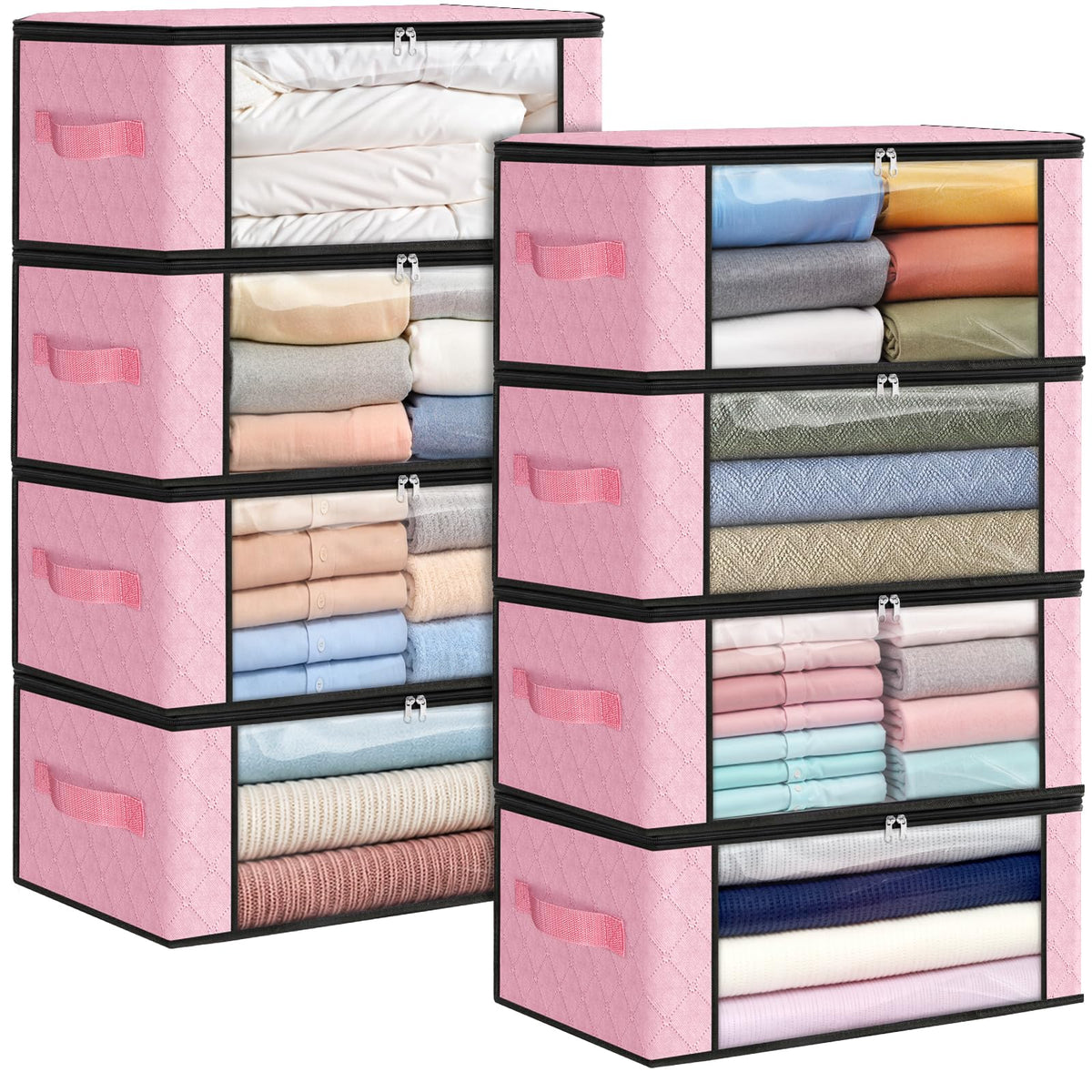 Fab totes 6 Pack Storage Bags for Clothes Blanket Storage Bins with Lids