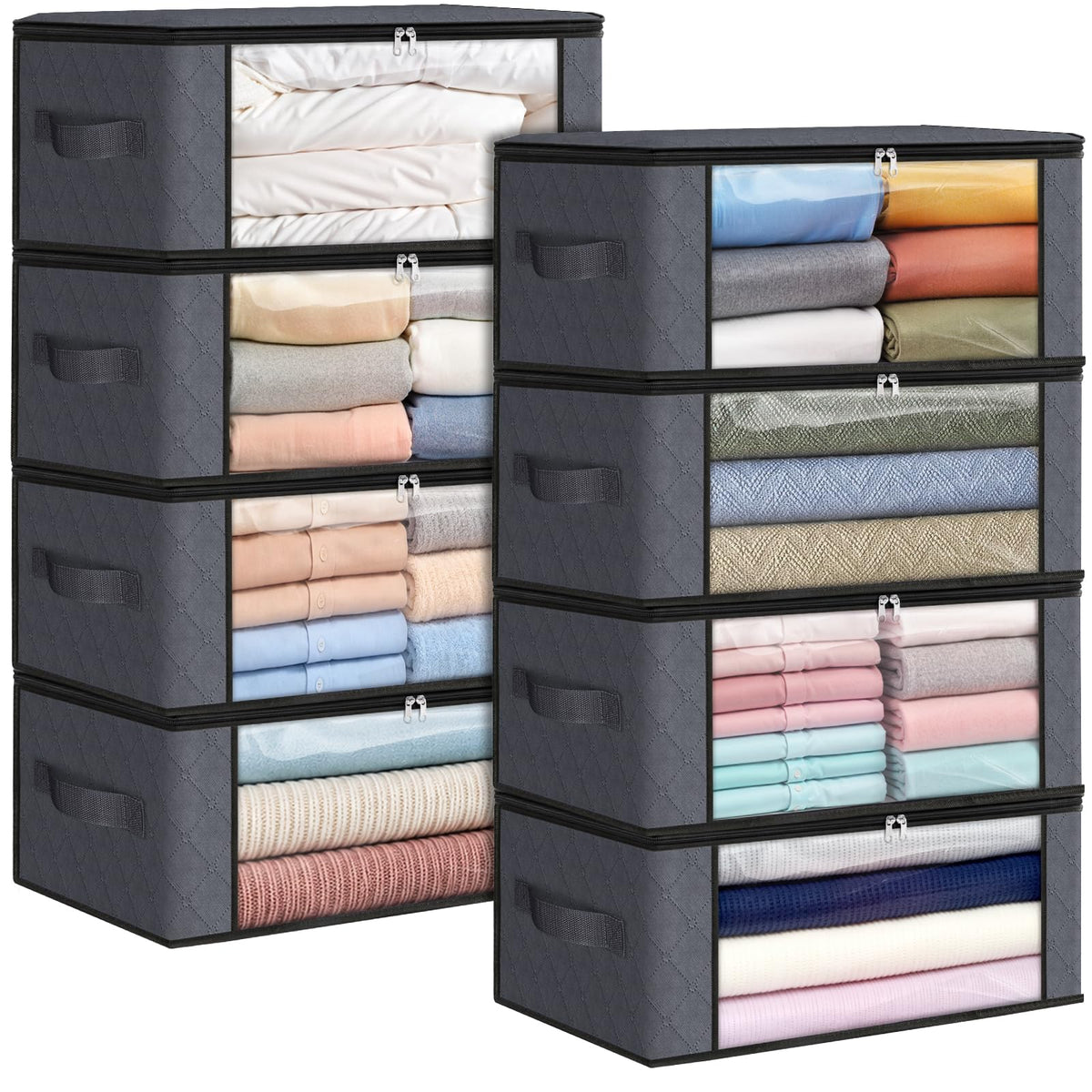 Fab totes 6 Pack Storage Bags for Clothes Blanket Storage Bins with Lids