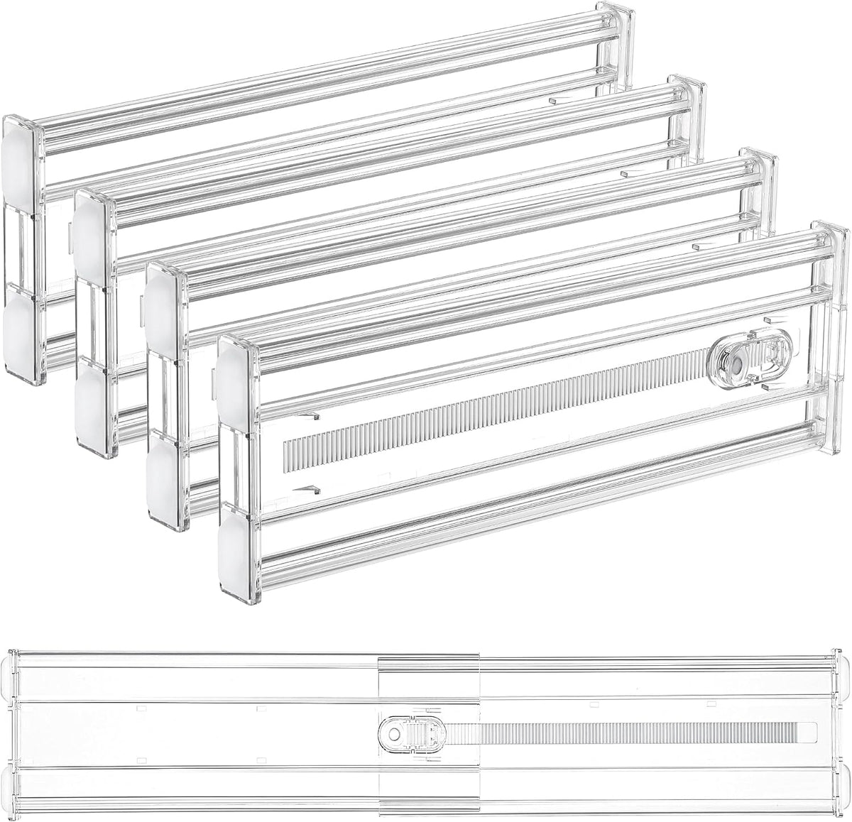 Vtopmart 4" Regular Upgrade Drawer Dividers for Clothes, 12.8"-22.3" 4 Pack