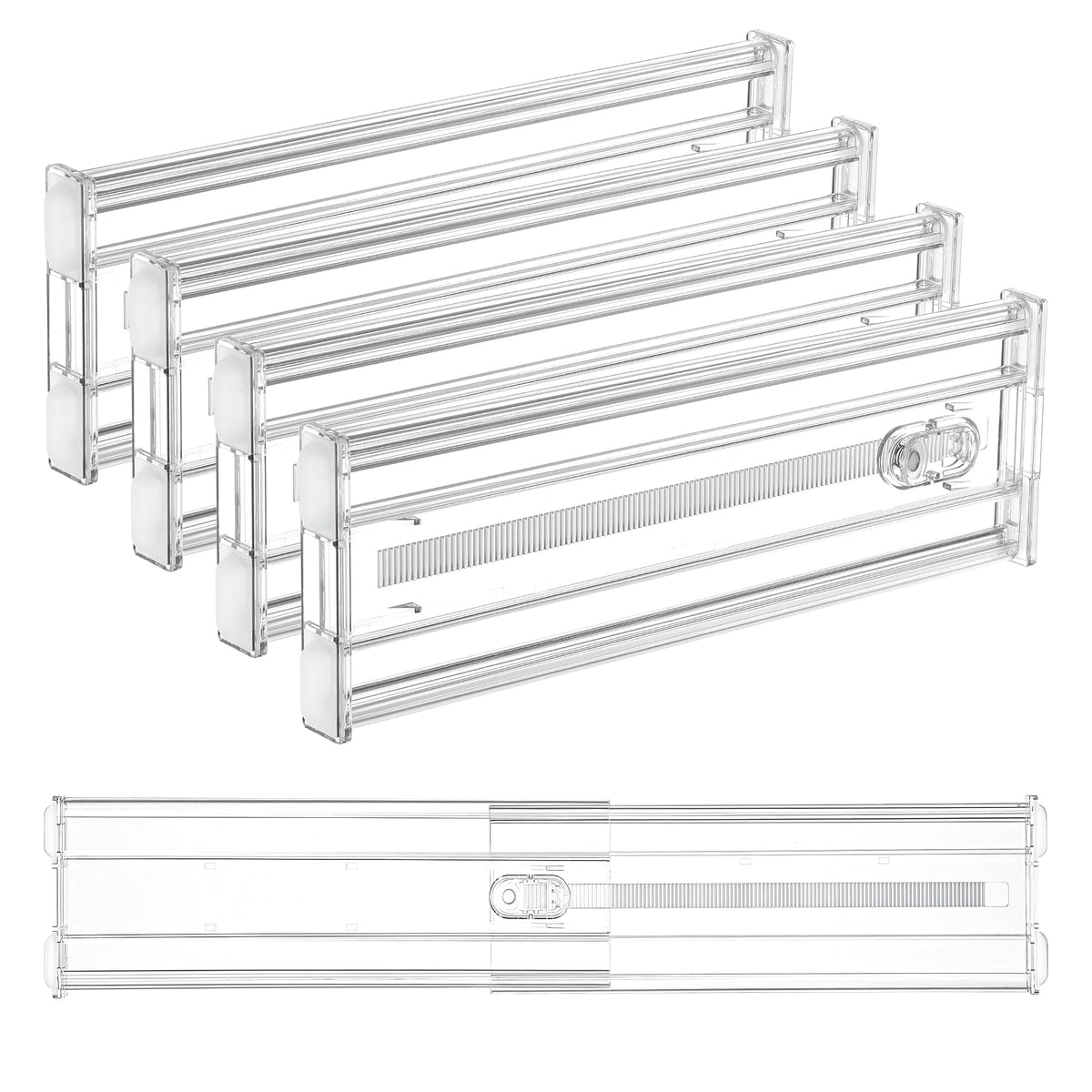 Vtopmart 4" Regular Upgrade Drawer Dividers for Clothes, 12.8"-22.3" 4 Pack